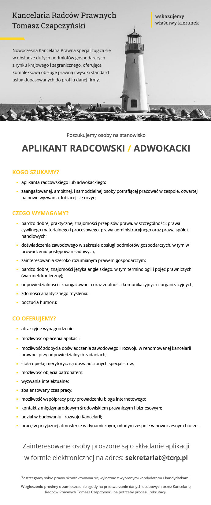 Oferta pracy - kancelaria Czapczyński